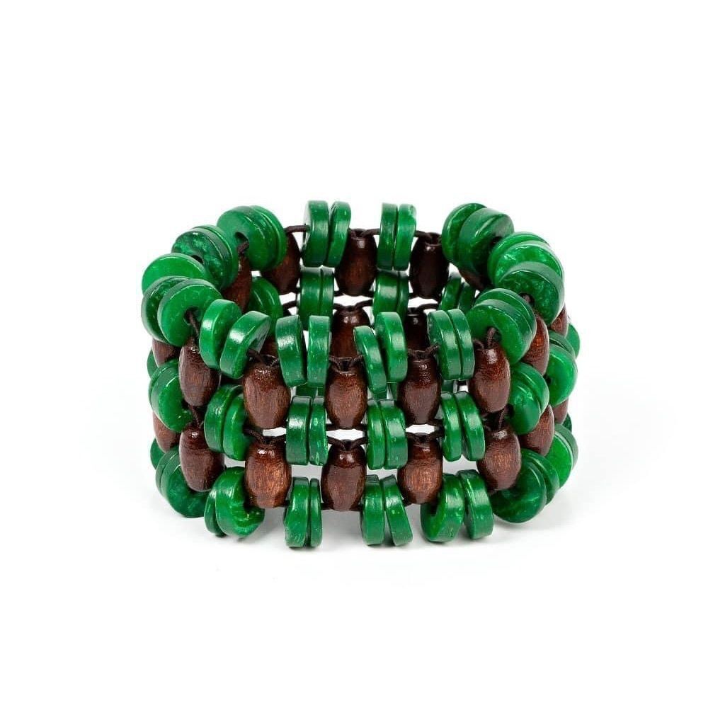 Wooden green and brown bracelet